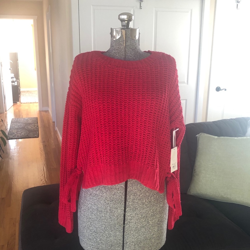 red crop top sweater~xlge